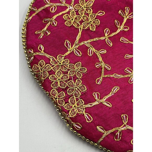 PINK Gold Clutch Silk Bag Boho Formal/POTLI /Purse Applique Beaded SEE ALL - Picture 16 of 16